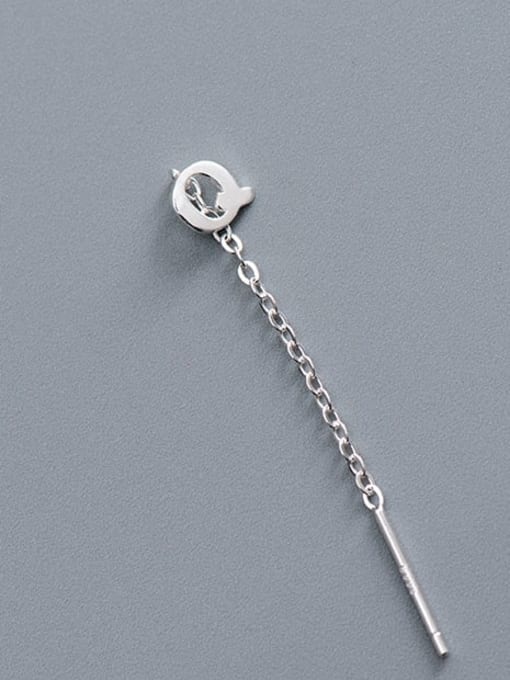 ES2180 [Single Q Letter] 925 Sterling Silver Tassel Minimalist Threader Earring